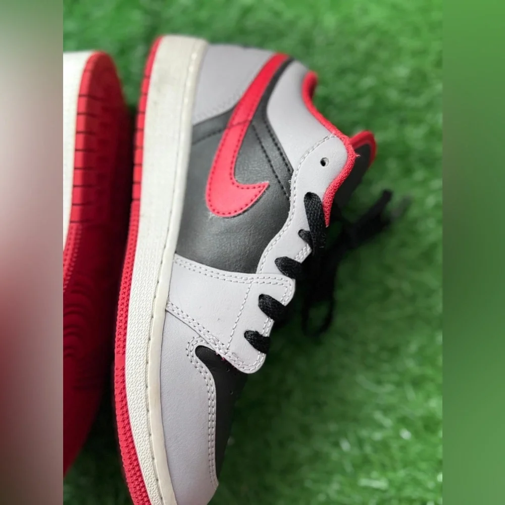 Big Kid's Air Jordan 1 Low GS Black/Fire Red-Cement Grey Gradeschool - Size 4.5Y